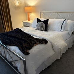 Queen Metal Bed Frame + Box Spring – Excellent Condition Measurements In Description 