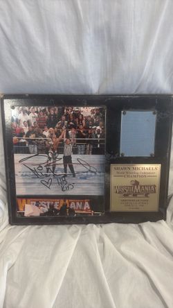 Wrestlemania Shawn Michaels autographed plaque