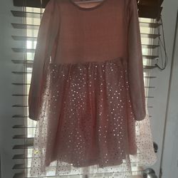 Girls Pink Dress W/polka Dots $10