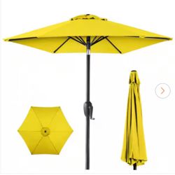 Yellow 7.5 ft. Outdoor Market Patio Umbrella with Crank and Tilt