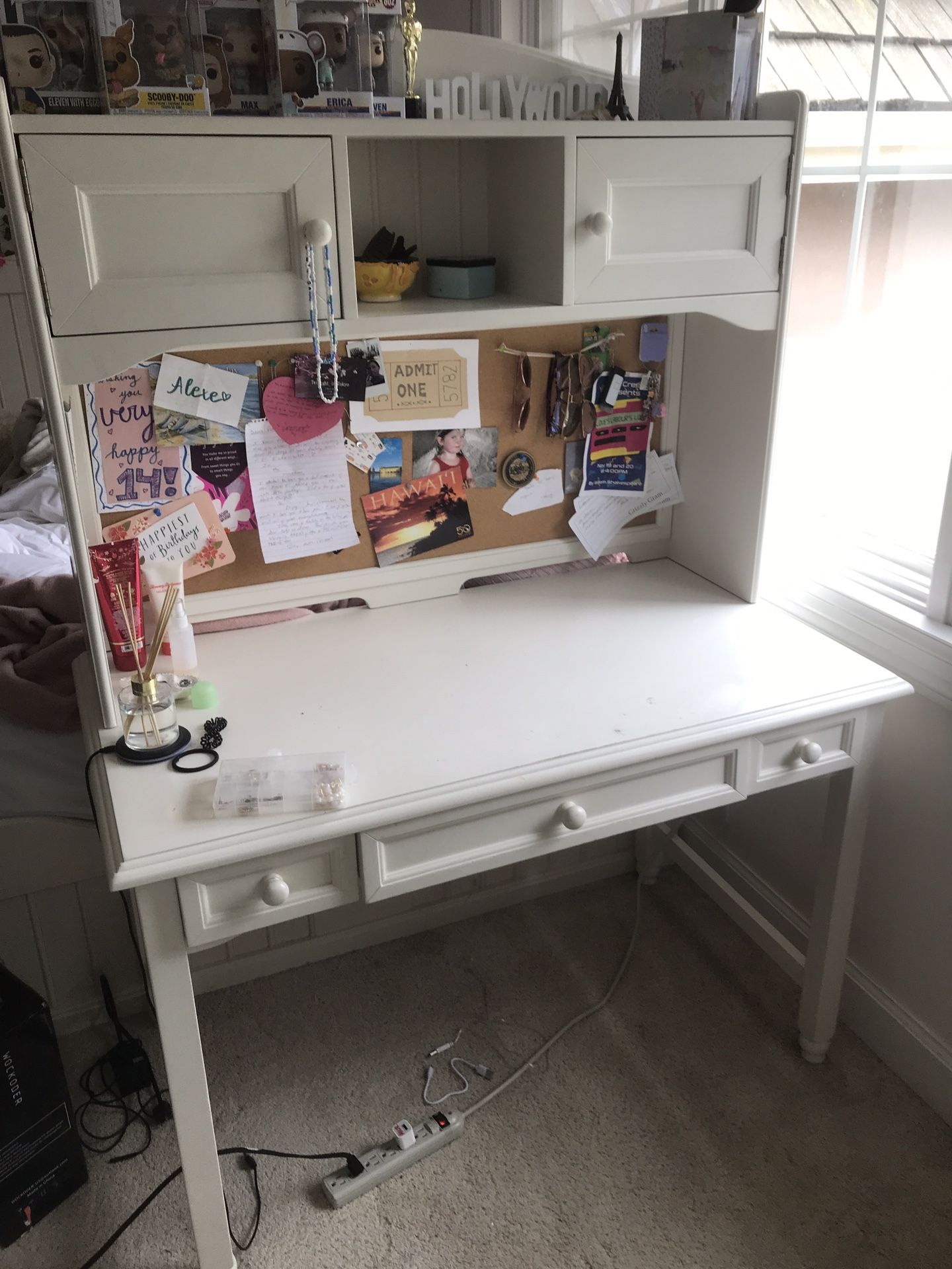 Solid white desk + Hutch + Chair (Cafe Kid brand) $99