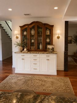 Coastal Vintage Display Cabinet / Hutch with lighting
