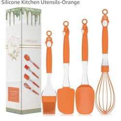 4 pcs Silicone Kitchen Utensils-Orange