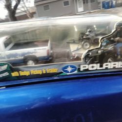 Ertl Polaris And Dodge 1/18 Scale Diecast Truck And Trailer Set With Quad