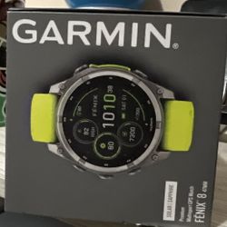 Garmin fenix 8 Solar Sapphire Watch 47mm Titanium w Amp Yellow/Graphite Silicone