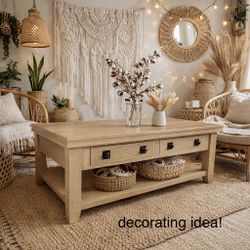 Pottery Barn STYLE Benchwright Wooden Coffee Table RUSTIC