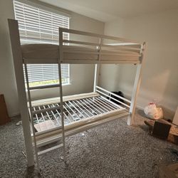 White Full Over Full Metal Bunk Bed 