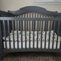 Crib To Bed And Mattress Gray