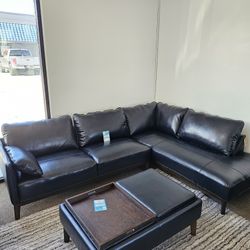 2-pc Leather Sectional with a chaise  - Jollene 