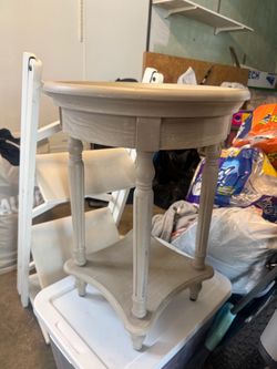 Round Wood Accent Side Table $10