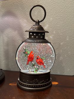 Red Cardinal Light & Music Christmas Snow Globe