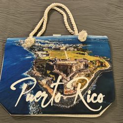 Puerto Rico Beach Bag/bulto O Cartera Grande De Puerto Rico