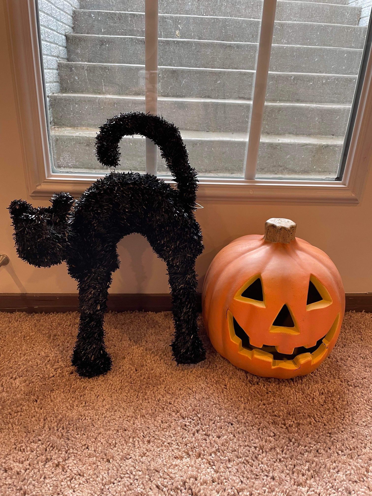Halloween decorations - black cat and pumpkin