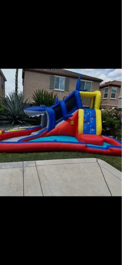 Happy Hop Shark Cave Adventure Inflatable water slide( air pump included) $200