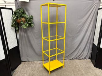 Vibrant Yellow Glass & Metal 4 Shelf Etagere