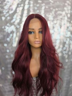 Burgundy body wave 26" synthetic hair wig new