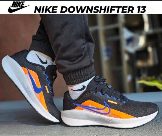 Nike Downshifter 13 Black and Orange Sneakers Men's 8½