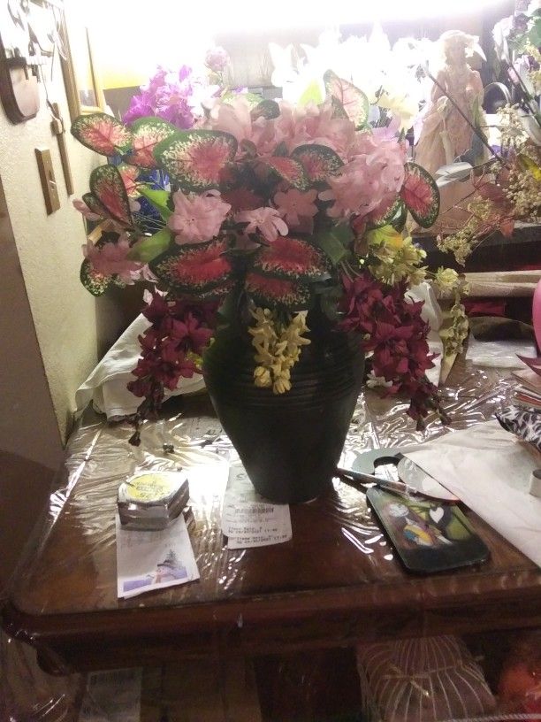 Flowers Droped Over Ceramic Vase