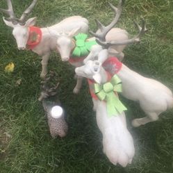 Garden Decoration Deers 5 Total One Is Candle Holder 