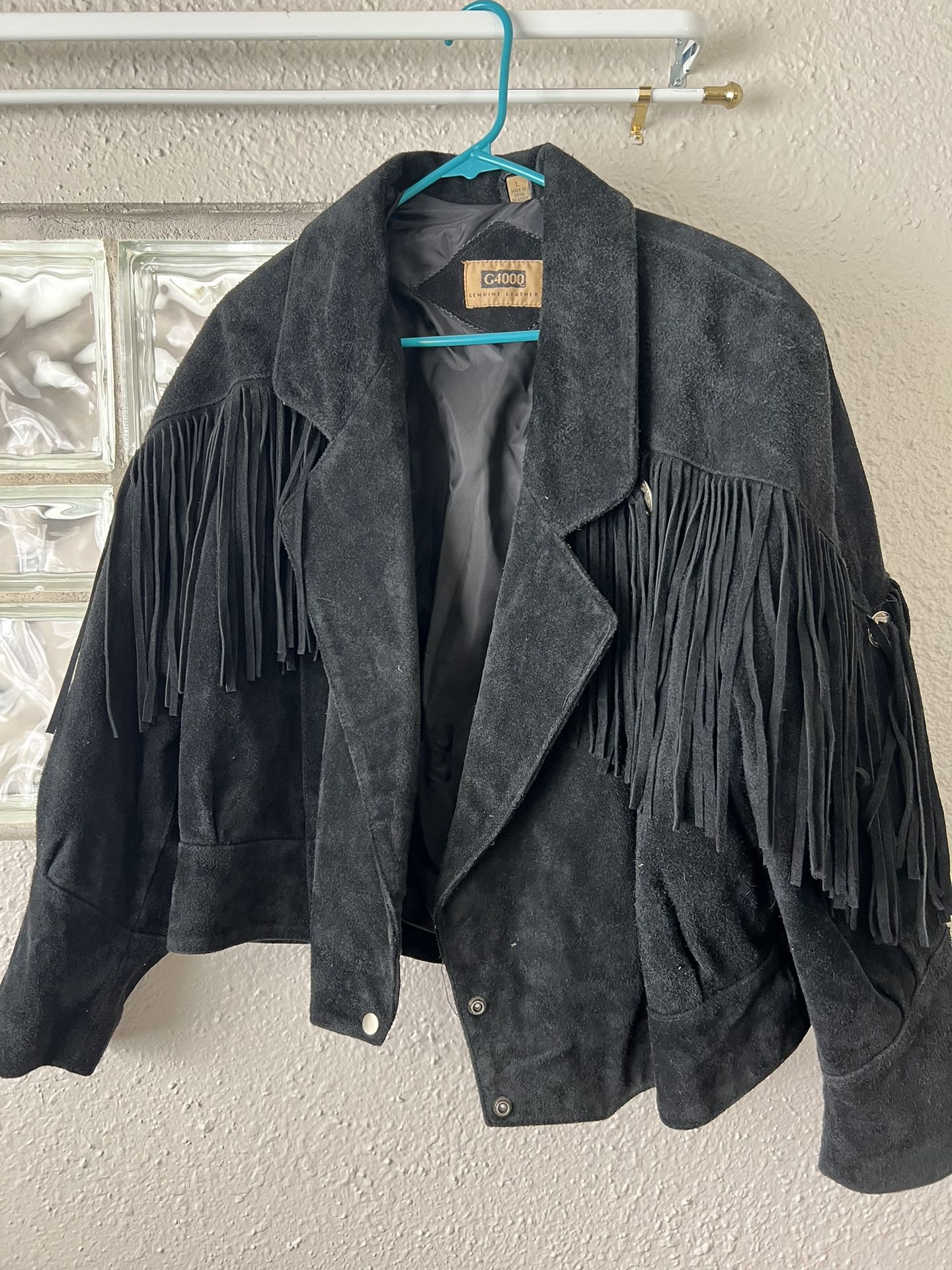 Black Fringe Genuine Leather Jacket 