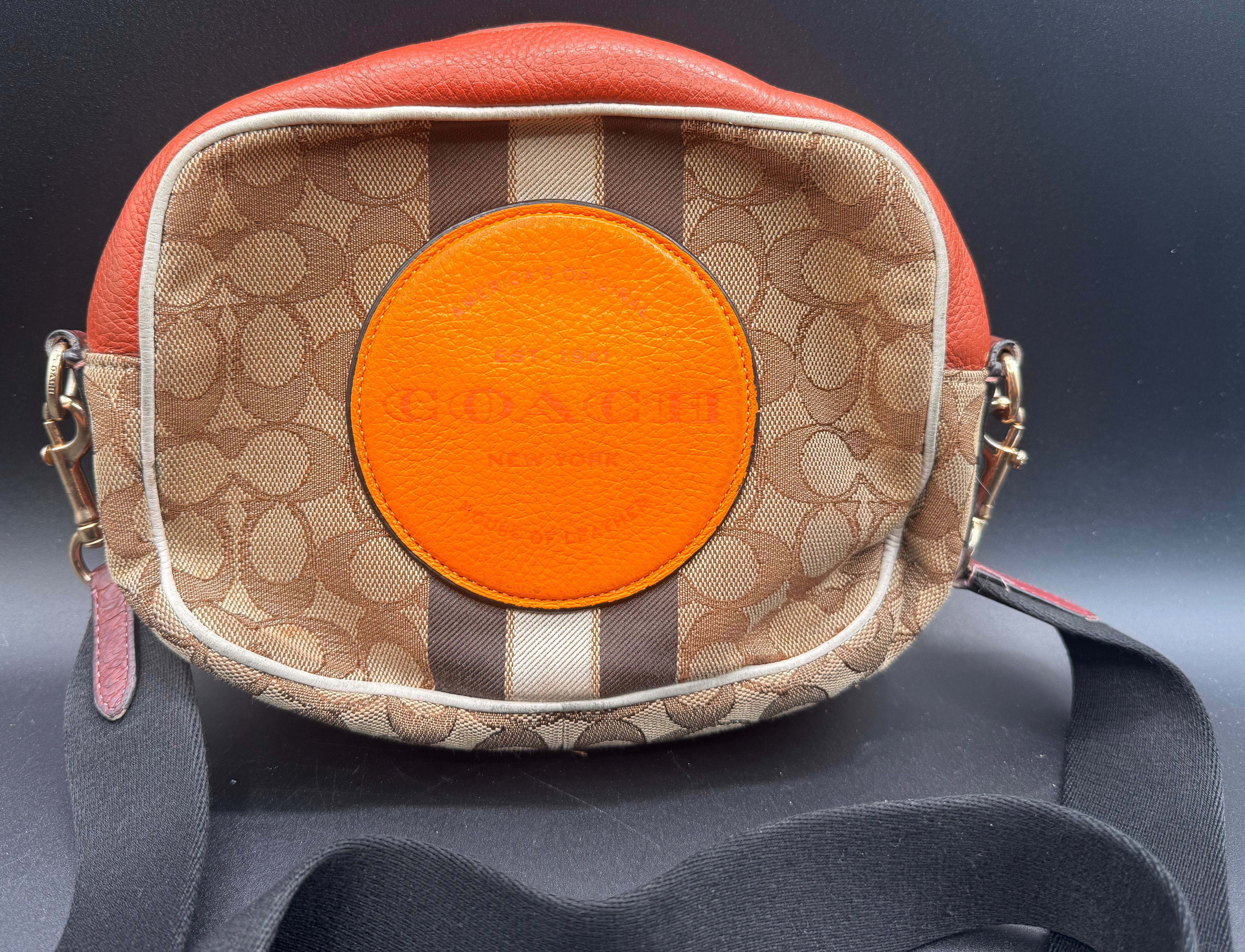 Coach 2635 Jacquard Pebble Leather Signature Mini Dempsey Stripe Crossbody