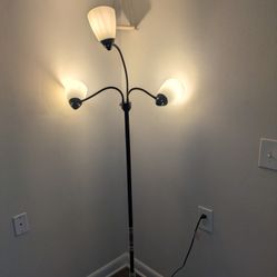 Mainstays 3 Head Floor Lamp Black with White Plastic Shades and with LED Bulbs Included