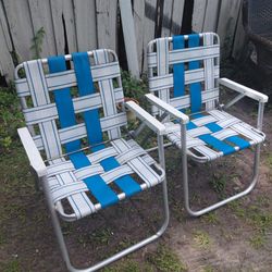 Vintage Sunbeam Folding Nylon lawn Chairs ( Set of Two )
