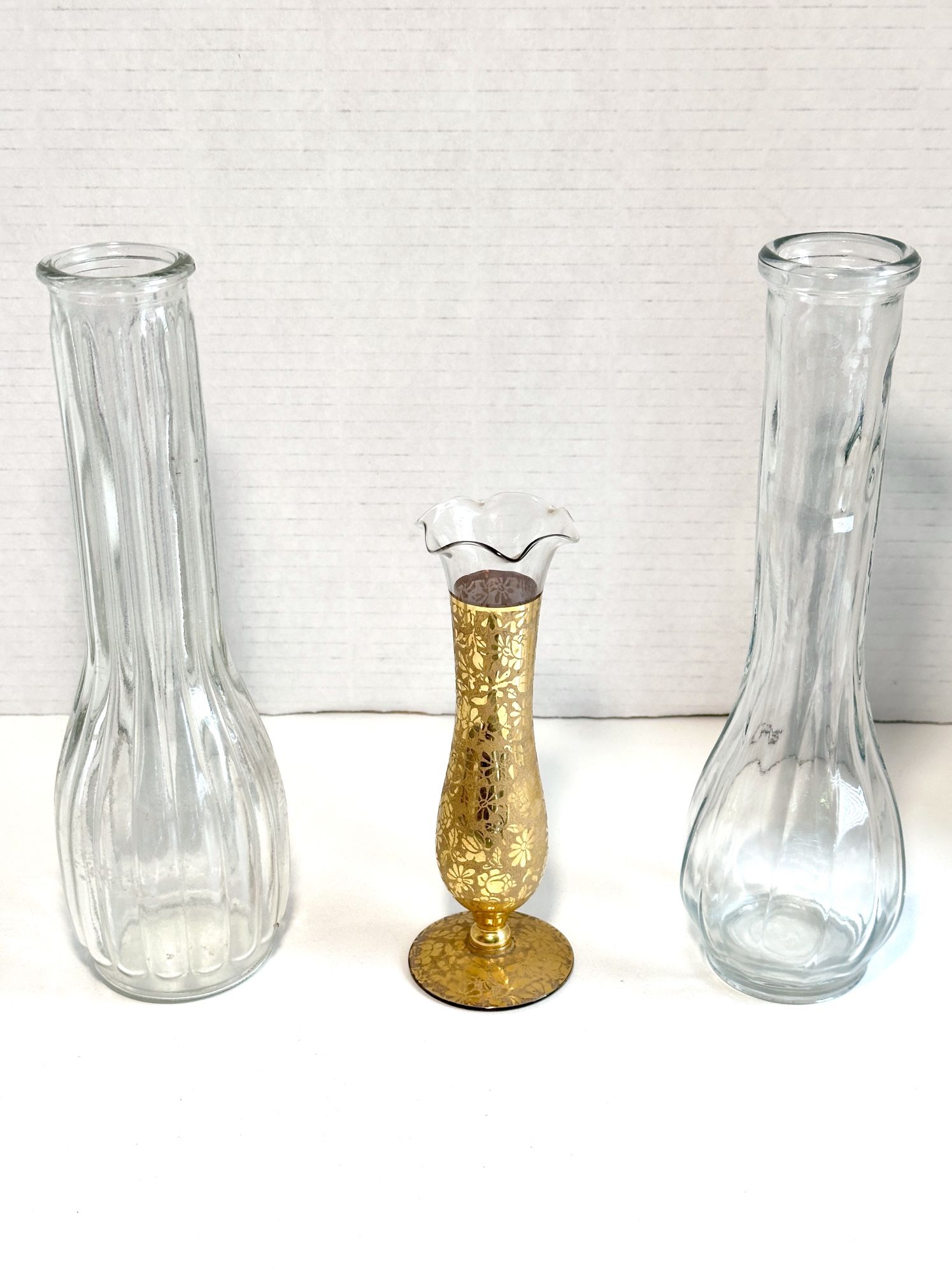 3 Skinny Glass Flower Vases
