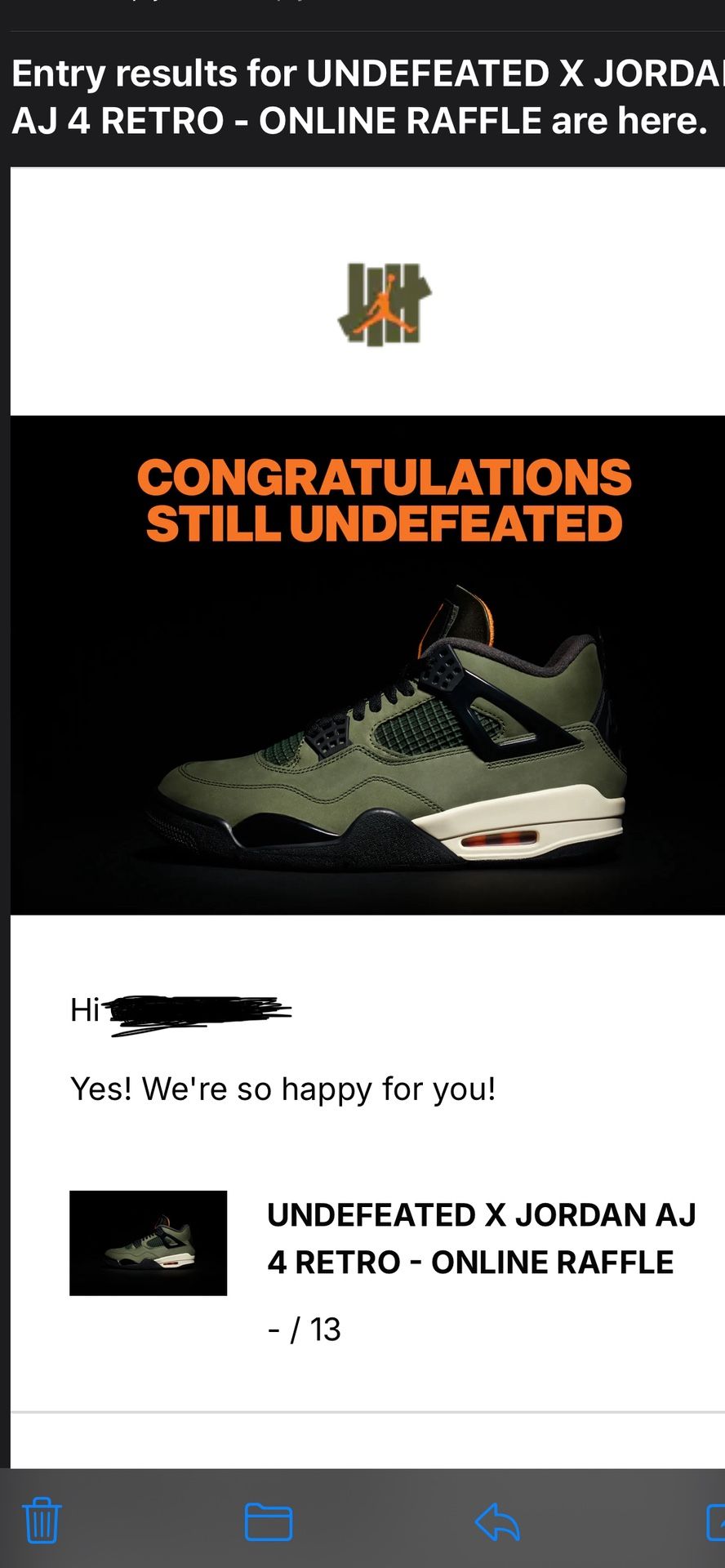 Jordan 4 Undefeated
