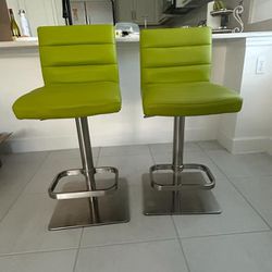 Two Lime Green, Comfortable Barstools