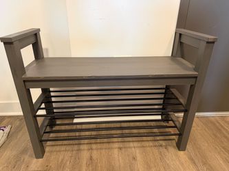 Bench Shoe Storage entryway seat gray