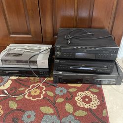 Vintage Lot Of 5 Cd And VHS Players