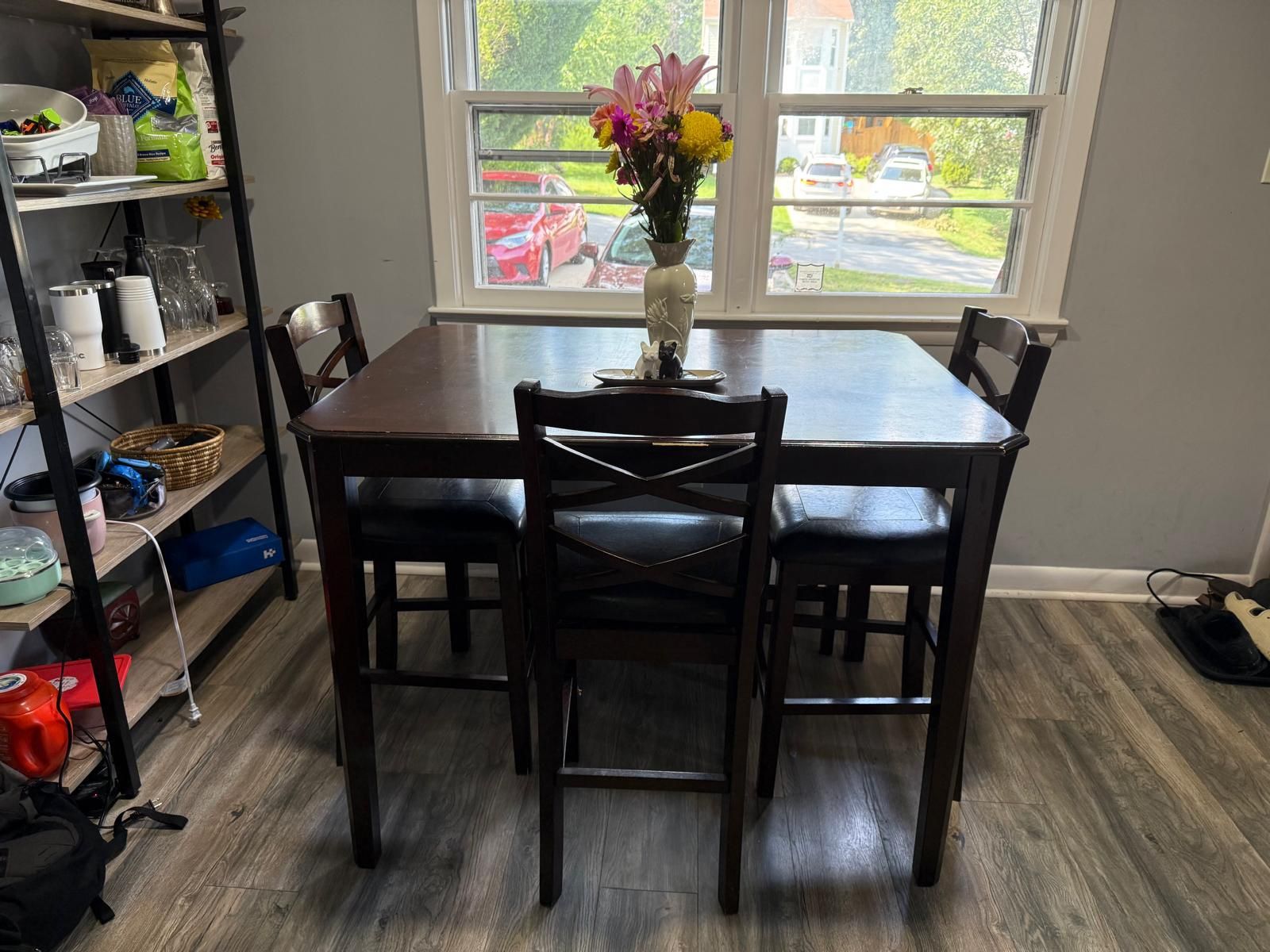 High Top Kitchen Table Set, Sits 5.
