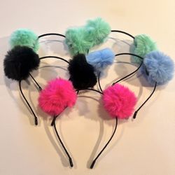 Plush Pom Pom Headbands Set Of 5