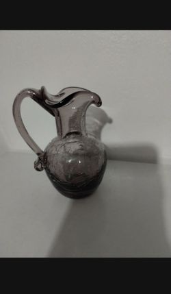 CRACKLE ART GLASS PITCHER 5"