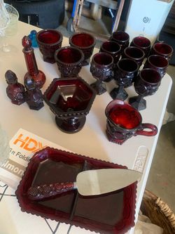 19 pieces of Avon 1876 Cape Cod Ruby Red Glassware Collection