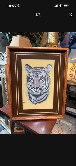 Vintage original tiger signed 21 x 17