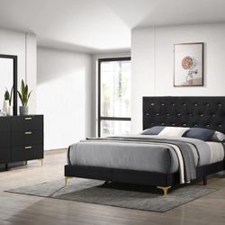 Elevate the look of your bedroom oasis with this modern glam bedroom set