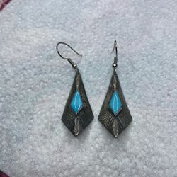 Vintage 925 Sterling Turquoise Navajo Earrings 