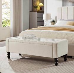 50" W Storage Ottoman Bench with Safety Hinge, Load up to 660 lb Ottoman with Storage