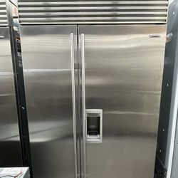 Stainless Steel Sub-Zero 48” Built In Fridge Side By Side Ice And Water