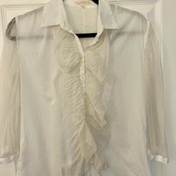 Valentino Creamy White Ruffle Blouse