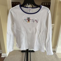 Mickey Mouse Disney long sleeve shirt in white and blue 