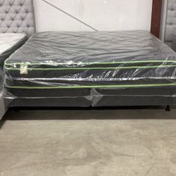 New King-Size Mattress Pillow Top Box Springs Bed Rails Everything In The Whole Package Brand New