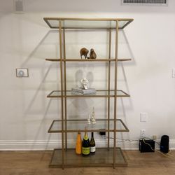 Modern Gold & Glass Display Shelves – Like New 