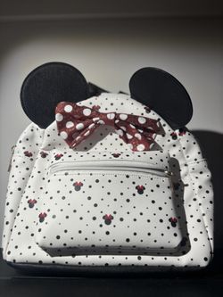 Disney Minnie Mouse Mini Backpack with Glitter Bow and 3d Ears New