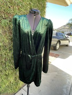 Women Green Velvet Dress