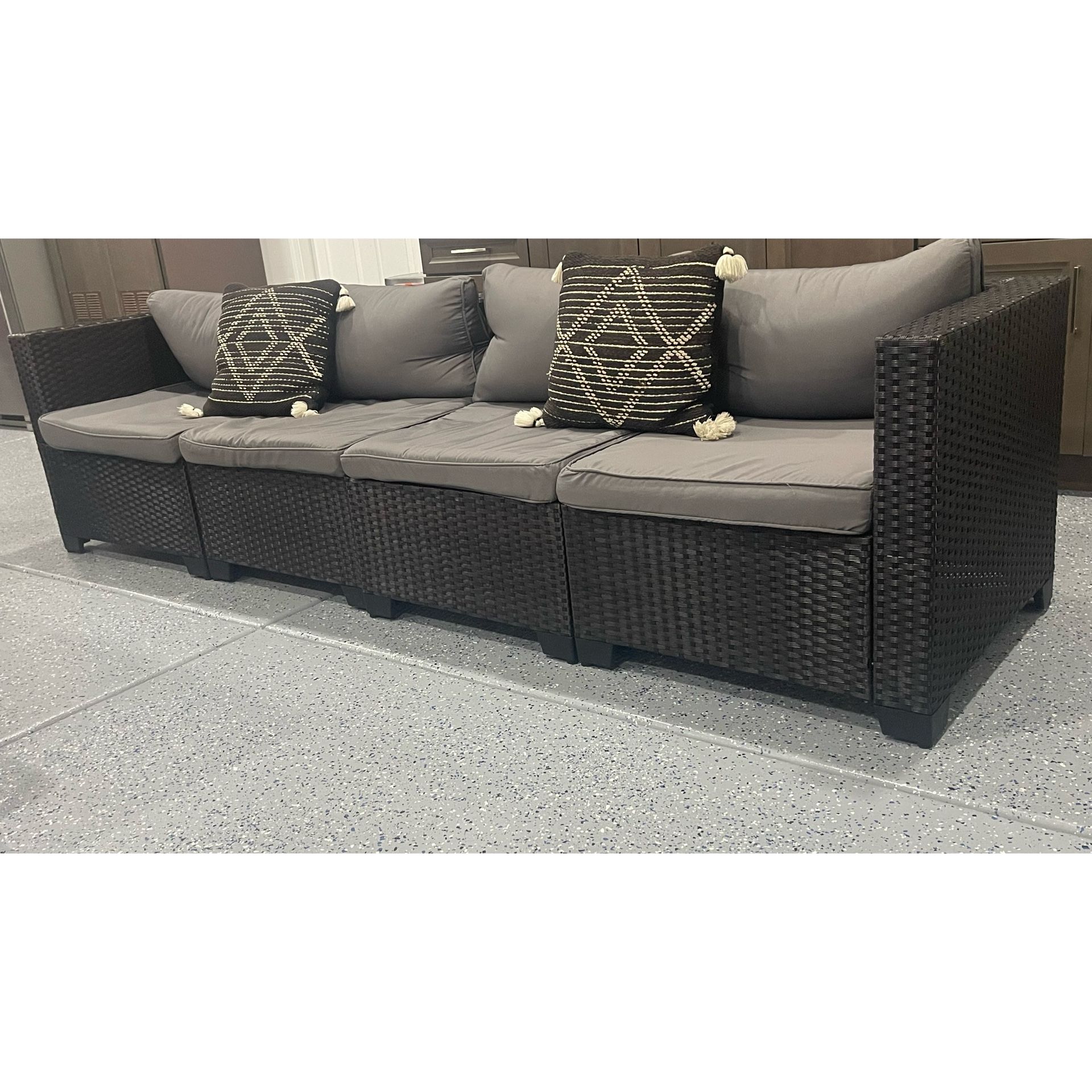 3 Sofas, 2 Coffee Tables, Patio Furniture.