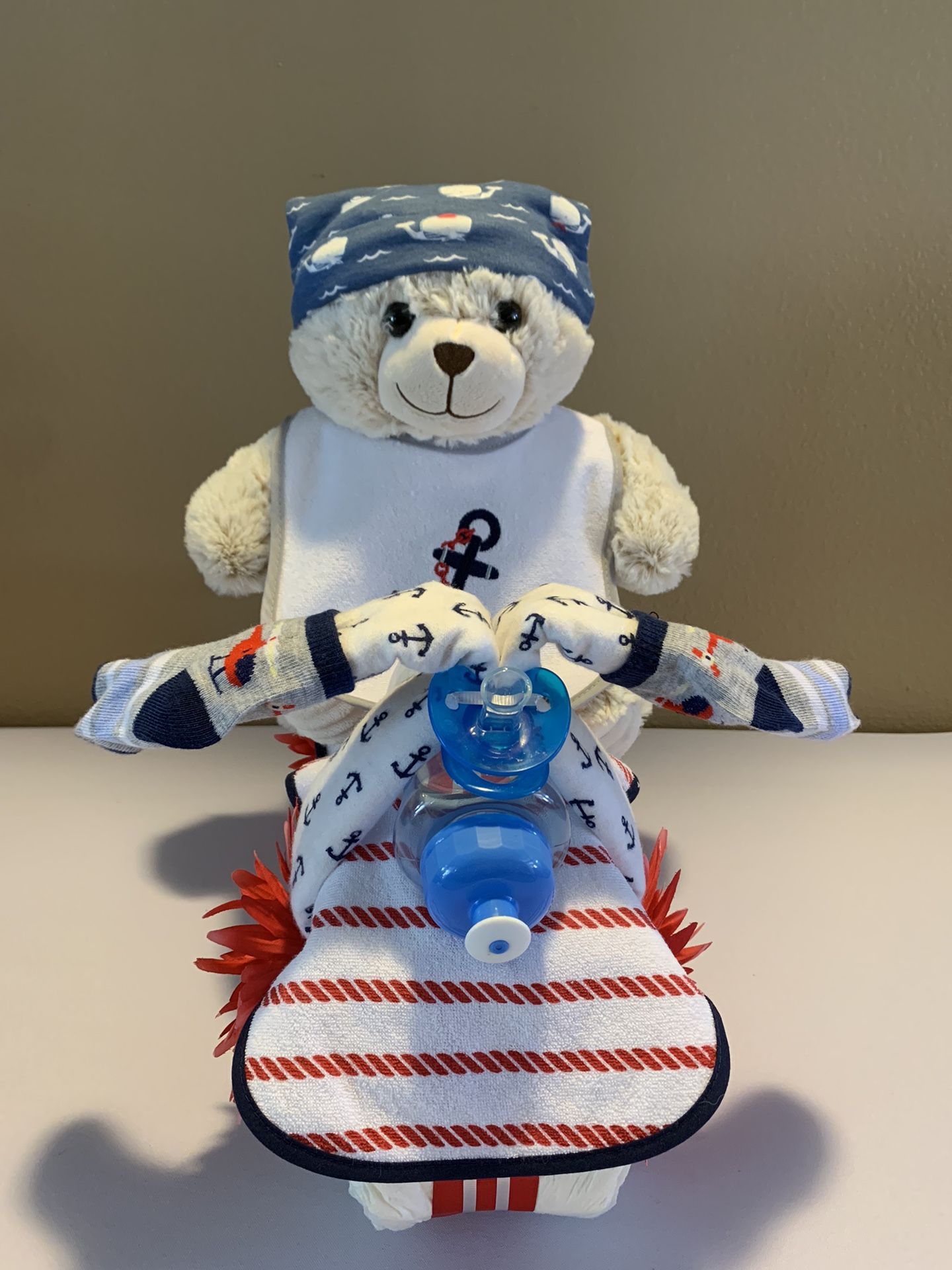 Bicycle Diaper Cake - Blue with Red
