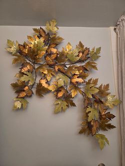 Metal Maple Leaf Branch Wall Art